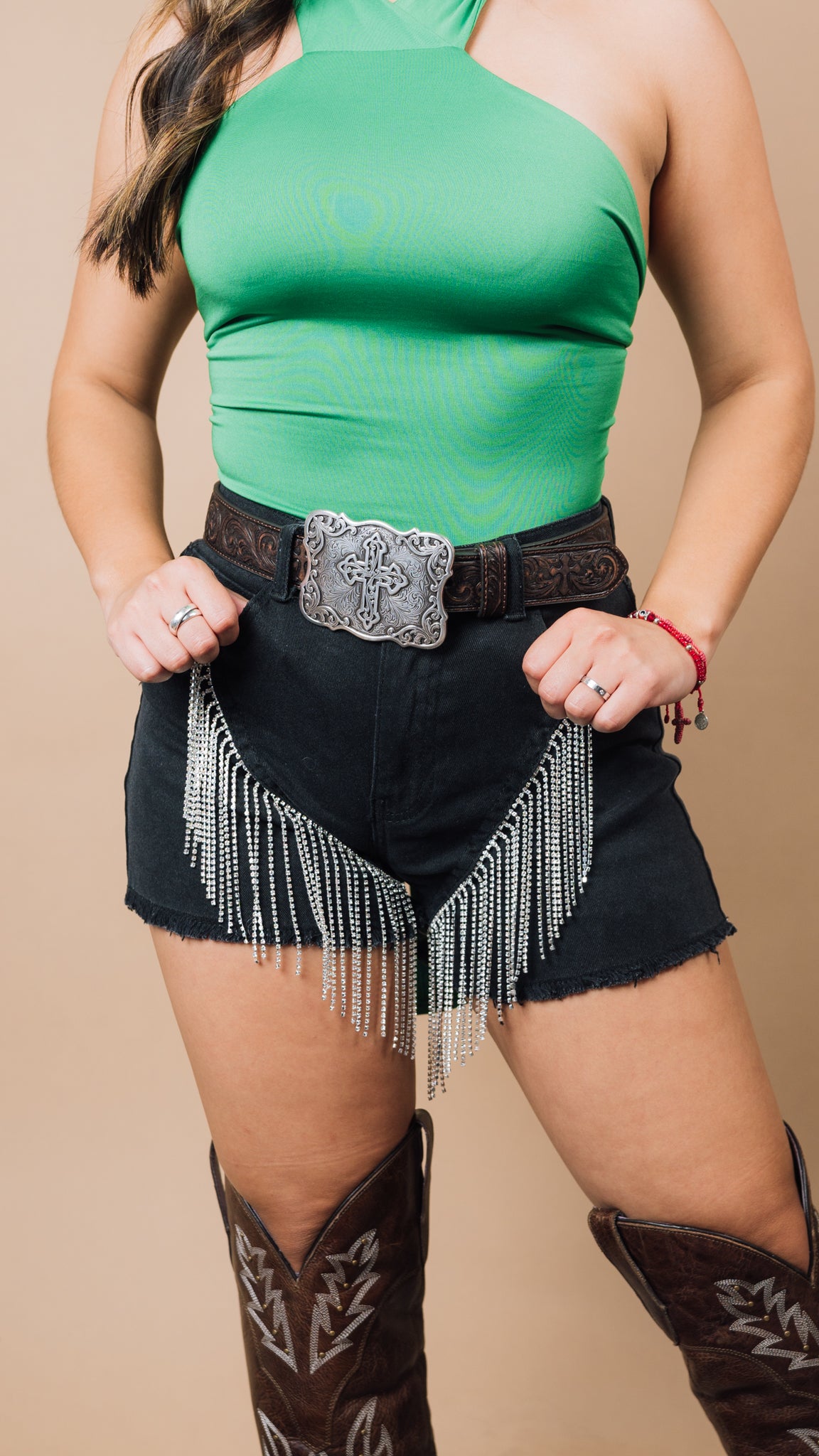 Brenda Denim Fringe Shorts JJ