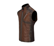 Cuadra Men Embroidered Leather Reversible Vest