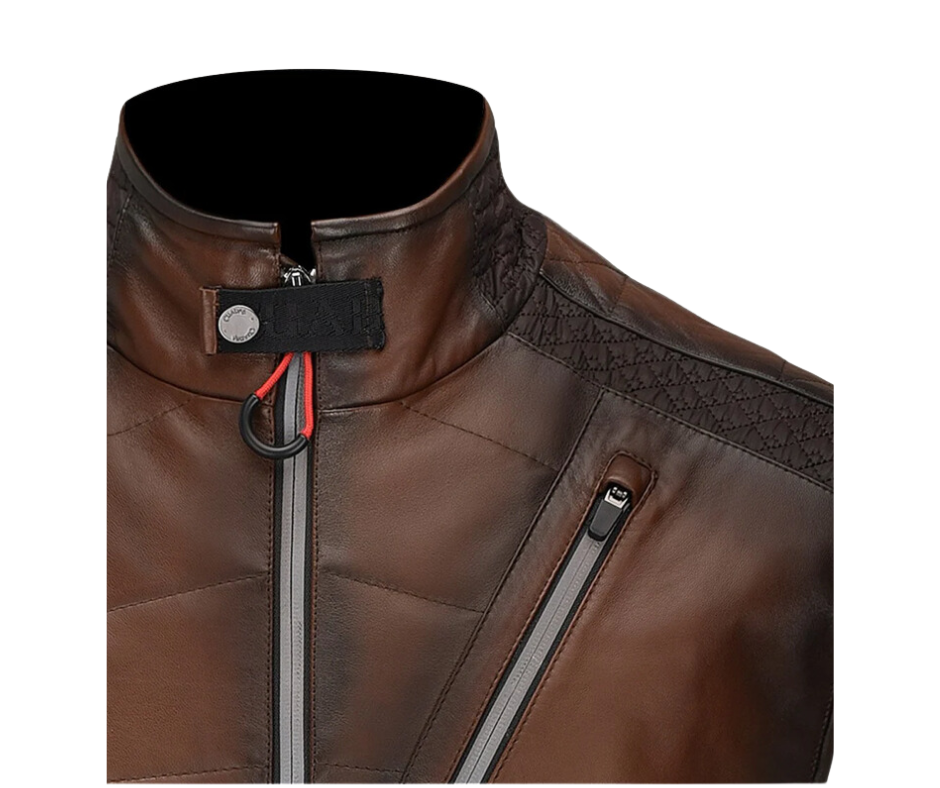 Cuadra Men Embroidered Leather Reversible Vest