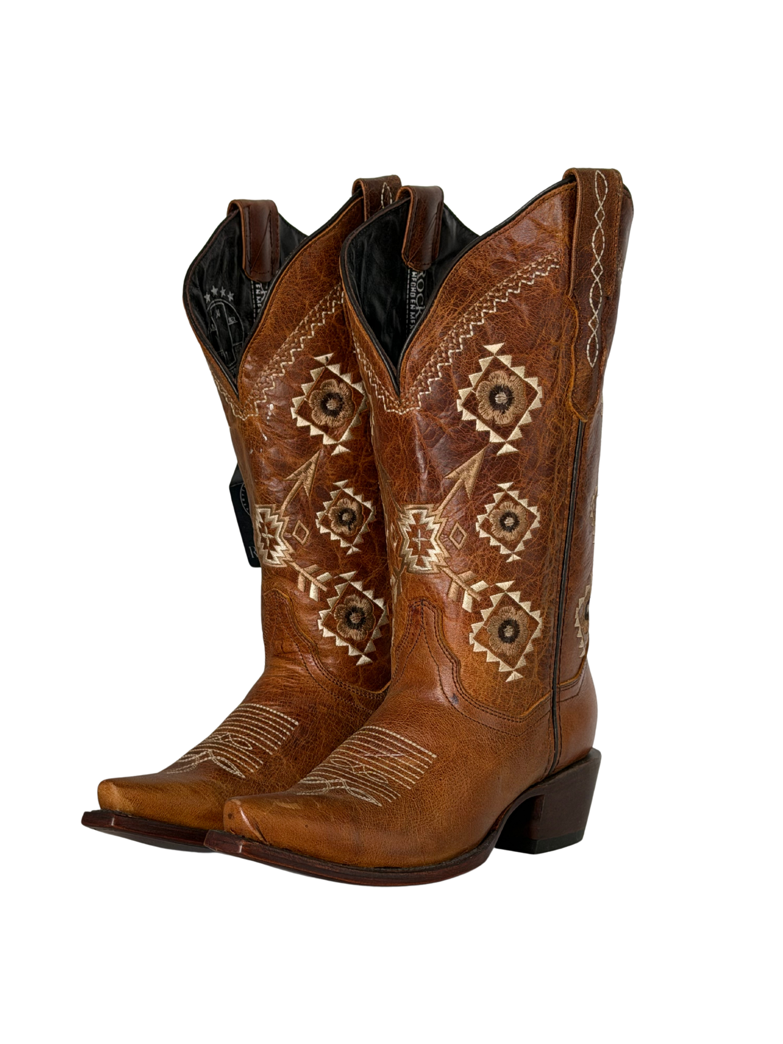 Women Aztec Wide Calf Snip Toe Cowgirl Boot
