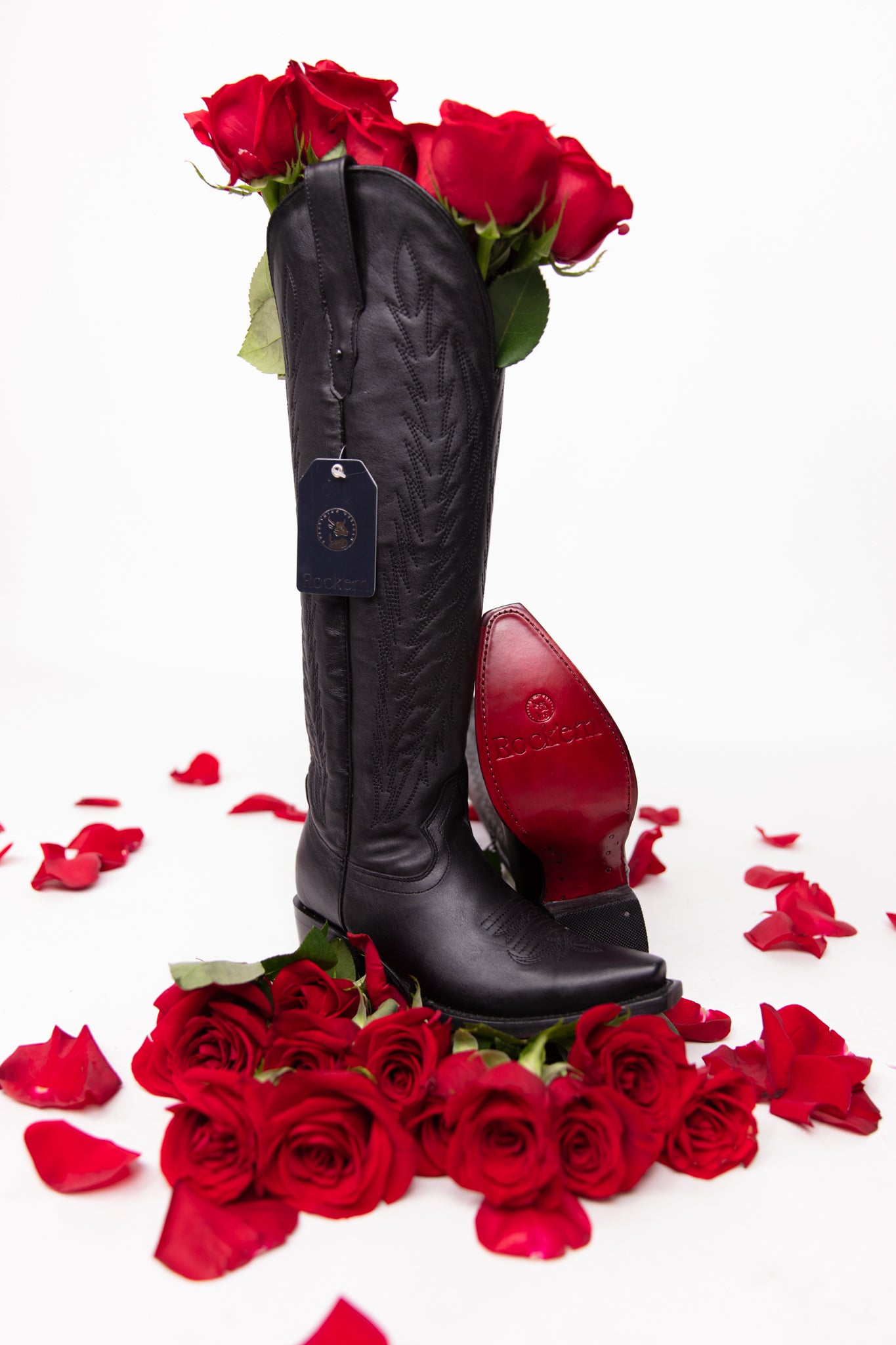 Bottes K&S, bottes look cow-boy femme en cuir nubuck noir Bottes K&S, bottes look cow-boy femme en cuir nubuck noir