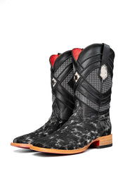 Cattleman Cowhide Red Bottom Square Toe Cowboy Boot Size 8.5 Box RM34