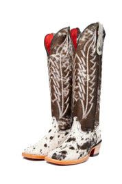 Women's Tall Cowhide Red Bottom Square Toe Cowboy Boot Size 6 Box UW1