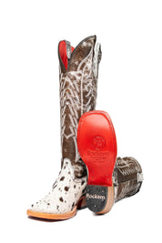 Women's Tall Cowhide Red Bottom Square Toe Cowboy Boot Size 6 Box UW1