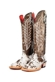 Women's Tall Cowhide Red Bottom Square Toe Cowboy Boot Size 6 Box UW2