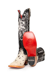 Women's Tall Cowhide Red Bottom Square Toe Cowboy Boot Size 7 Box UW4