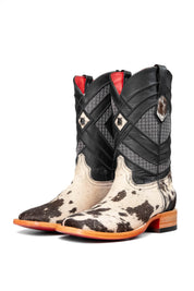 Cattleman Cowhide Red Bottom Square Toe Cowboy Boot Size 8.5 Box RM33