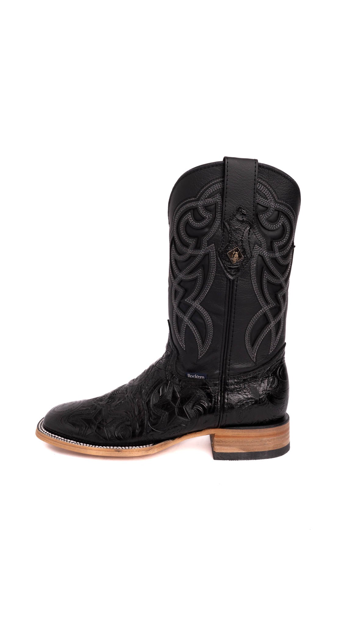 Print Star Hand Tooled Square Toe Cowboy Boot