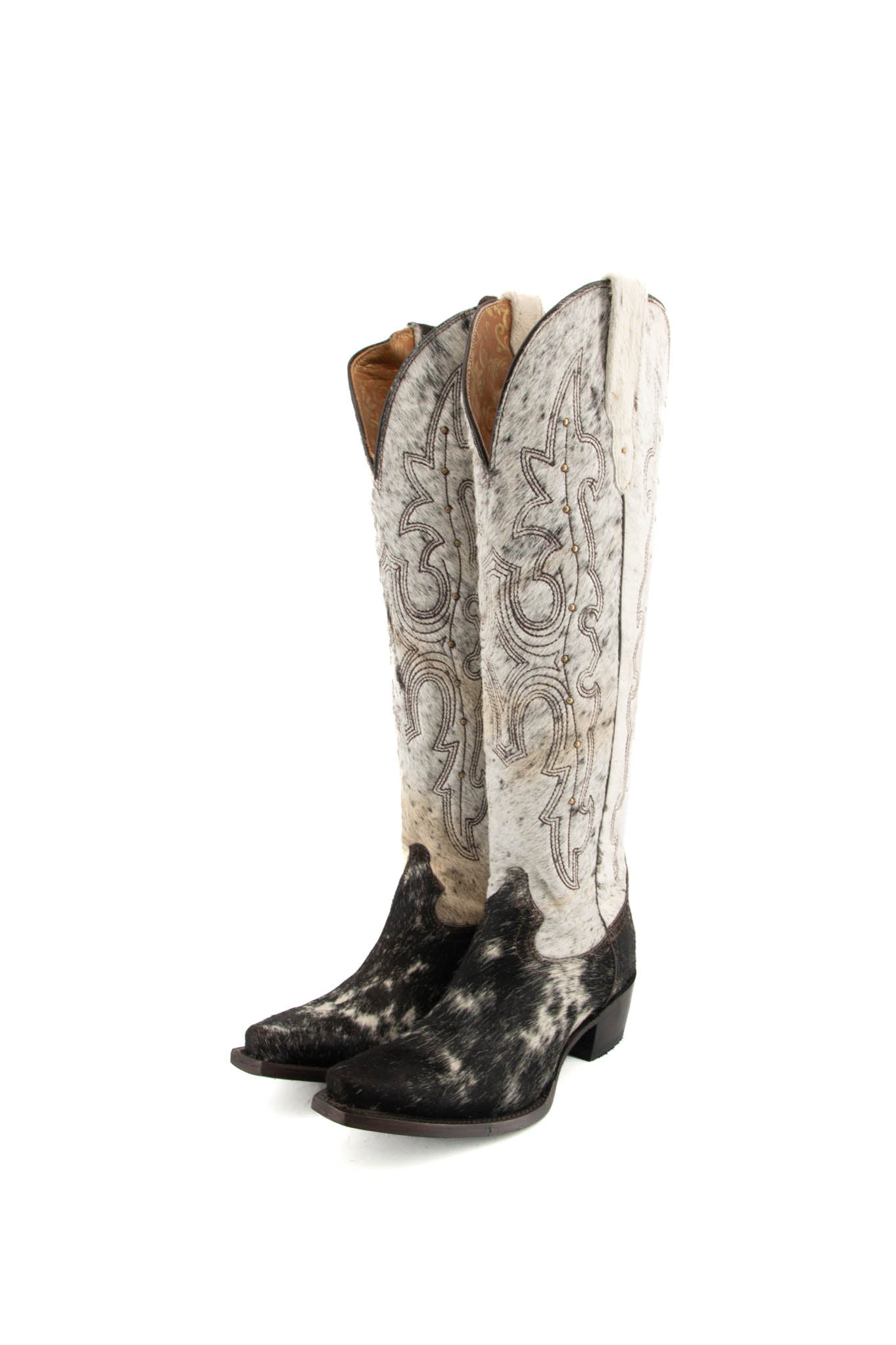 Women's Tall Cowhide Studded Cowgirl Boot Size 6.5 Box B7