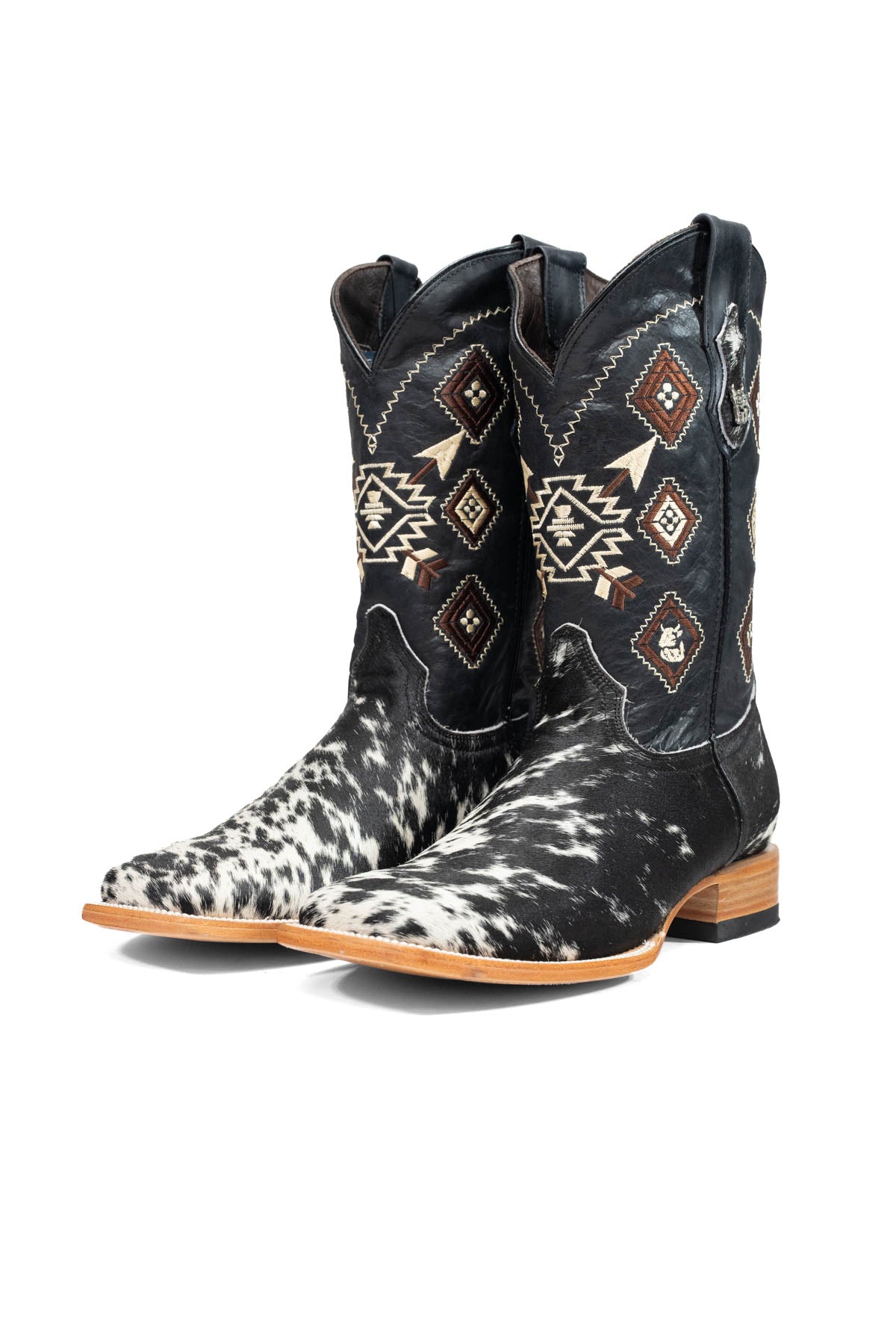 Aztec Cowhide Square Toe Cowboy Boot Size 11 Box AE34