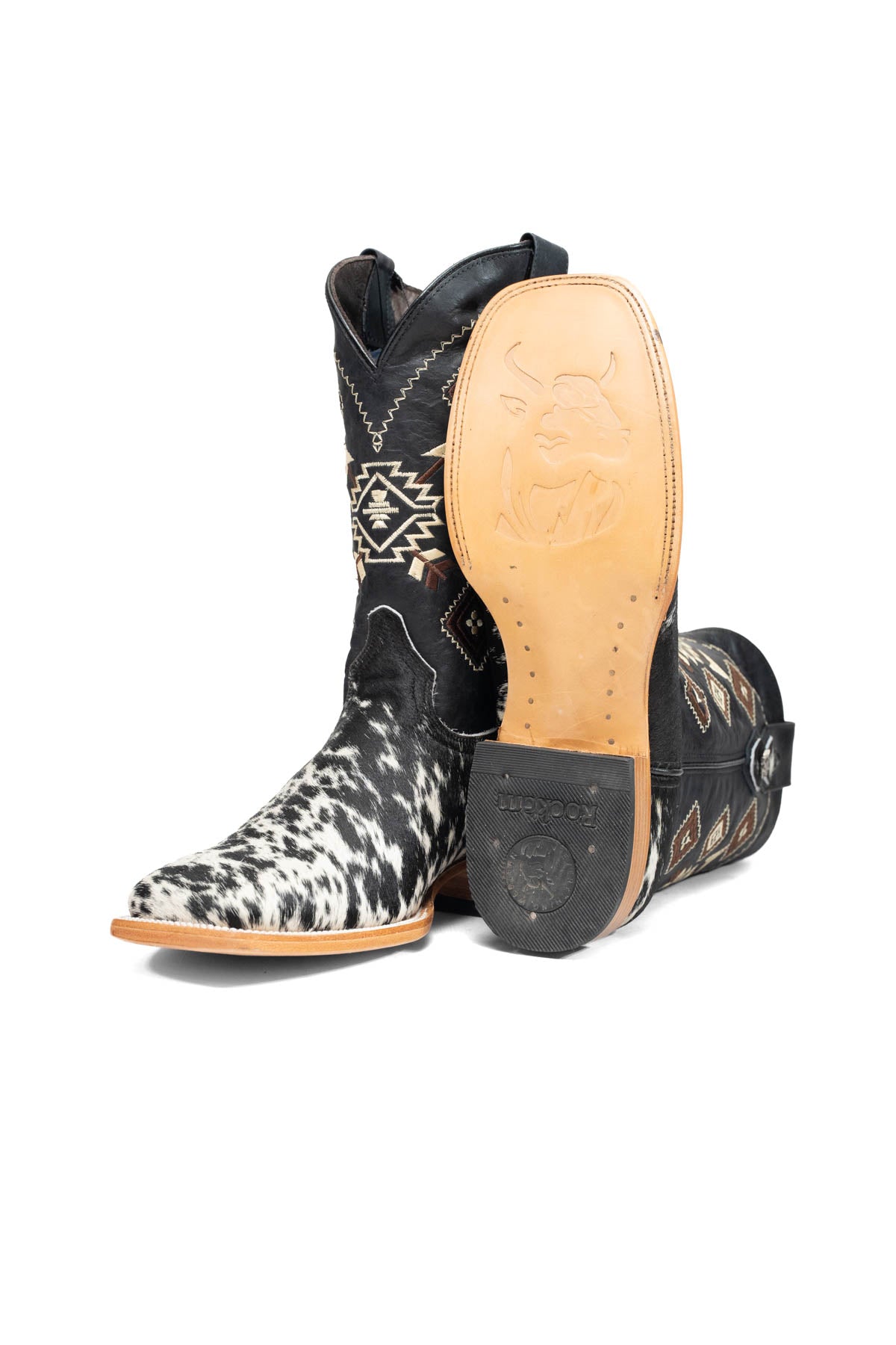 Aztec Cowhide Square Toe Cowboy Boot Size 11 Box AE34