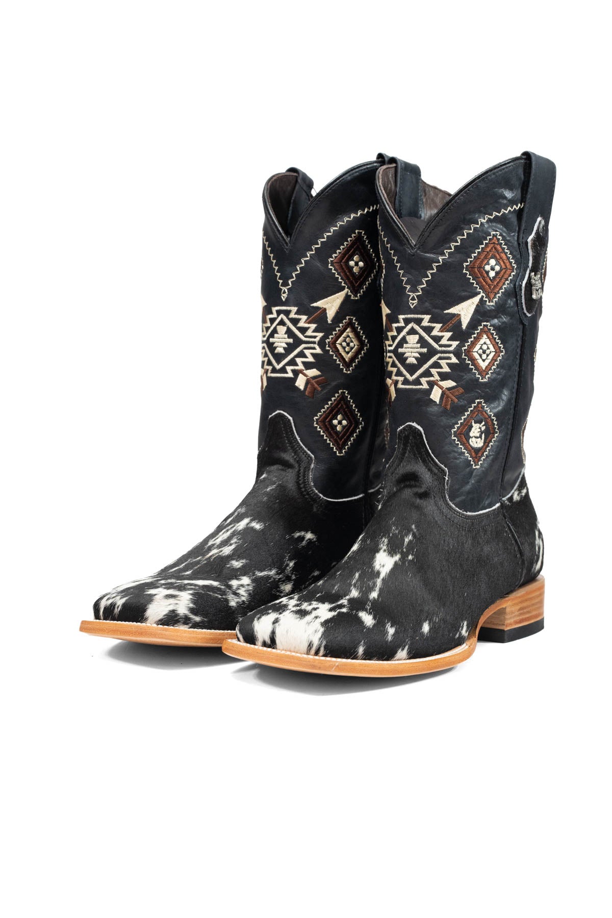 Aztec Cowhide Square Toe Cowboy Boot Size 11 Box AE35