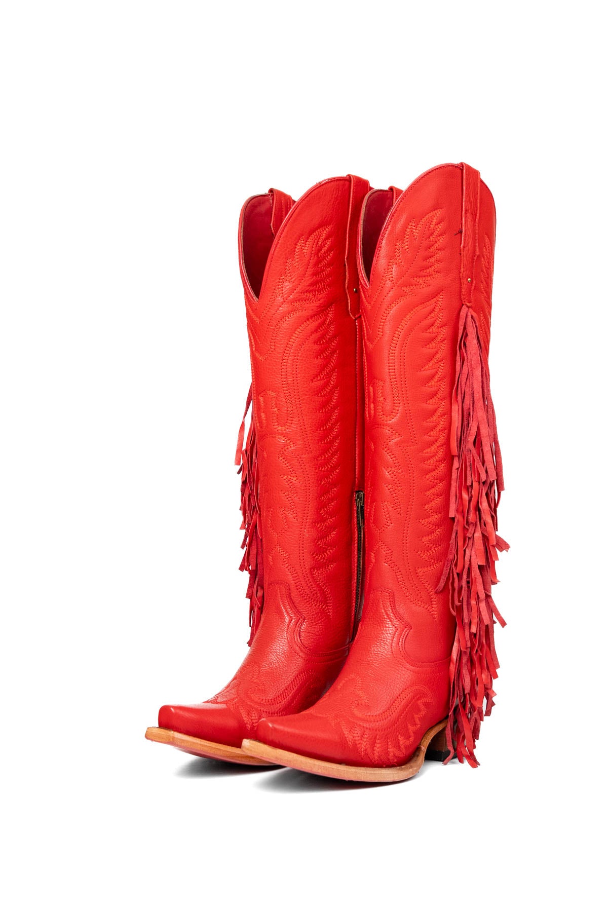 Briseida Fringe Tall Red Bottom Snip Toe Cowgirl Boot