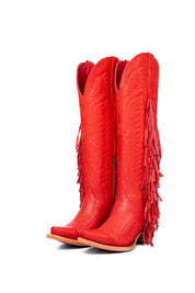 Briseida Fringe Tall Red Bottom Snip Toe Cowgirl Boot