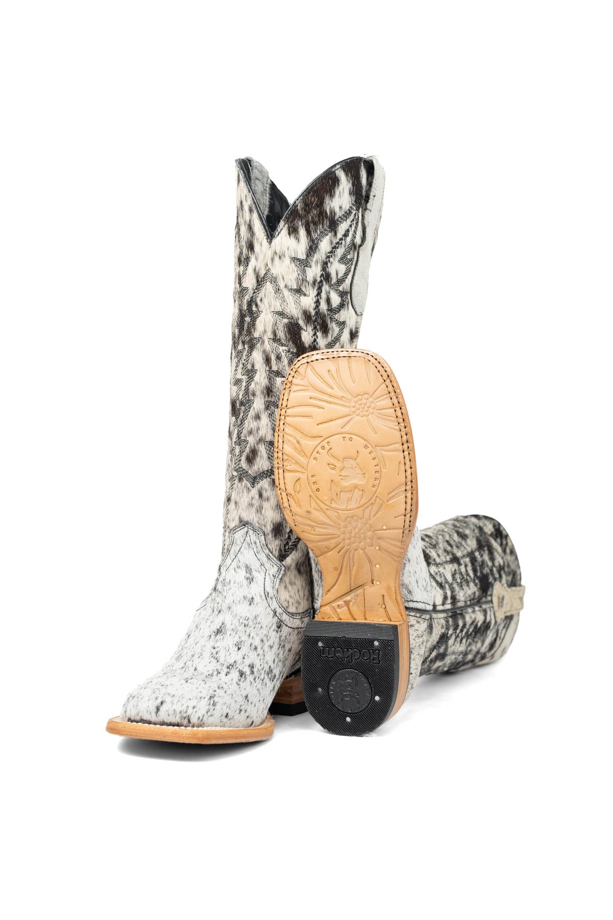 Carmina Tall Cowhide Square Toe Cowgirl Boot Size 7.5 Box DU35