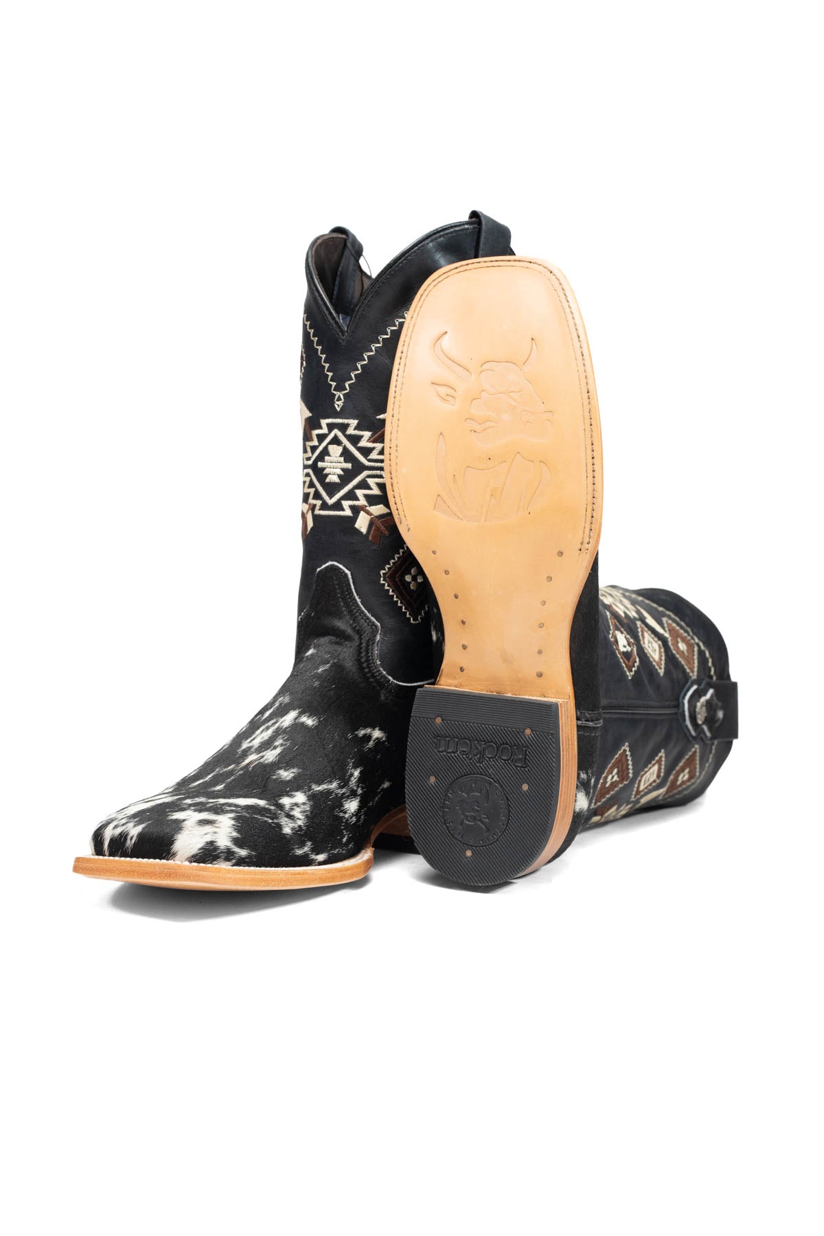 Aztec Cowhide Square Toe Cowboy Boot Size 11 Box AE35