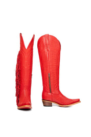 Briseida Fringe Tall Red Bottom Snip Toe Cowgirl Boot