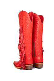 Briseida Fringe Tall Red Bottom Snip Toe Cowgirl Boot