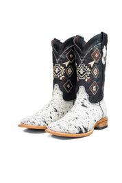 Aztec Cowhide Square Toe Cowboy Boot Size 11 Box AE36