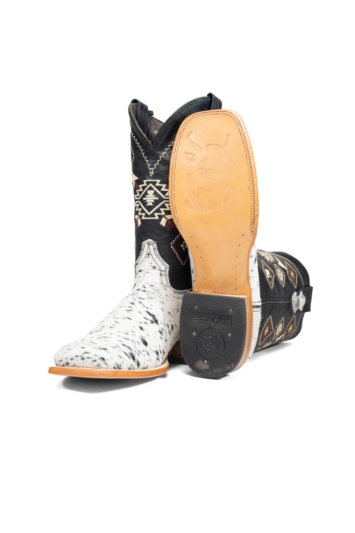 Aztec Cowhide Square Toe Cowboy Boot Size 11 Box AE36