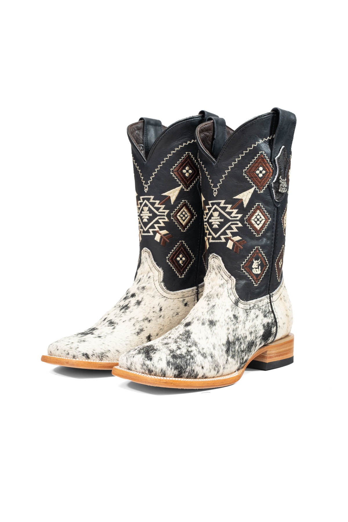 Aztec Cowhide Square Toe Cowboy Boot Size 7 Box AE4