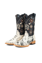 Aztec Cowhide Square Toe Cowboy Boot Size 7 Box AE4