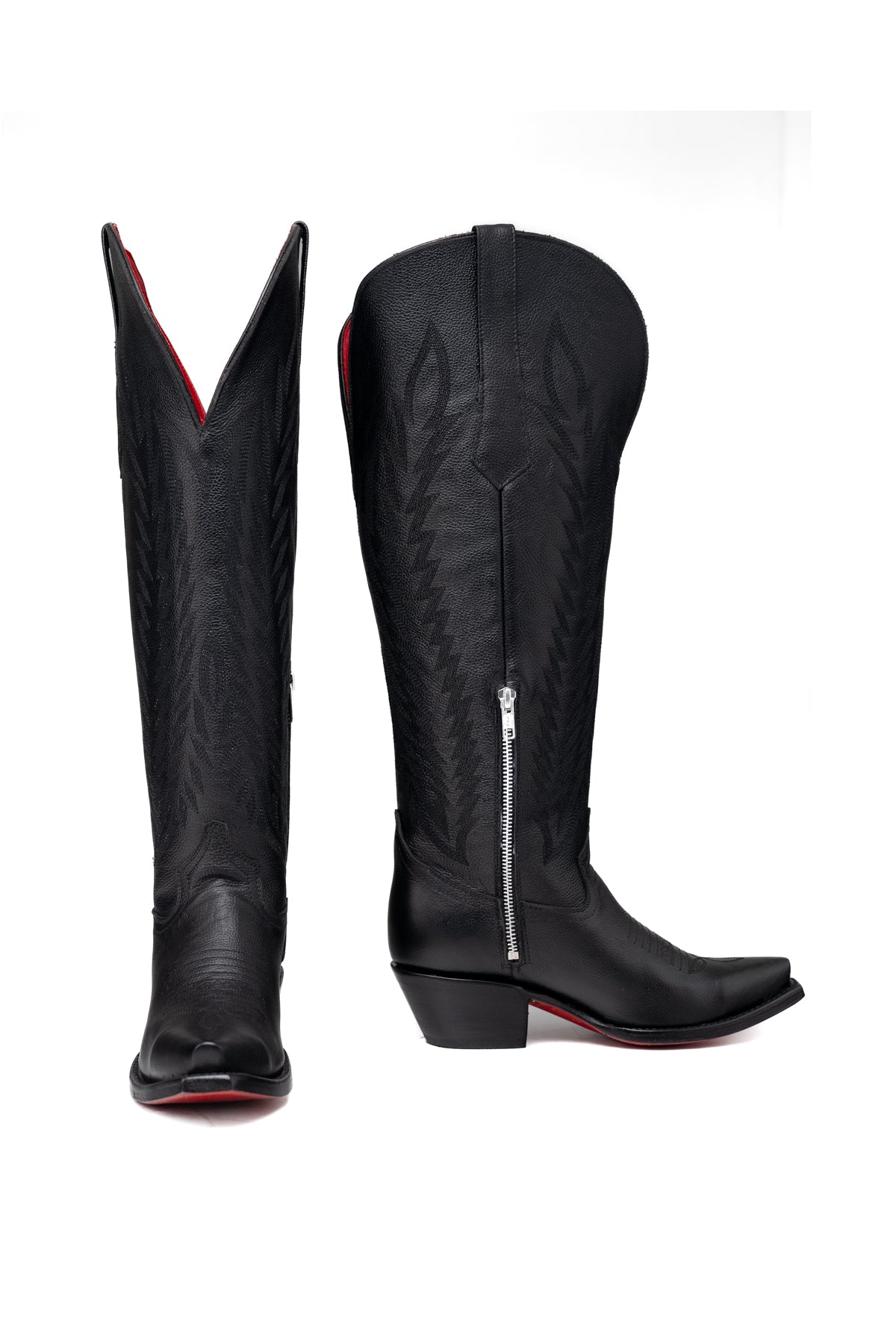 Gia Tall Red Bottom Wide Calf Snip Toe Cowgirl Boot