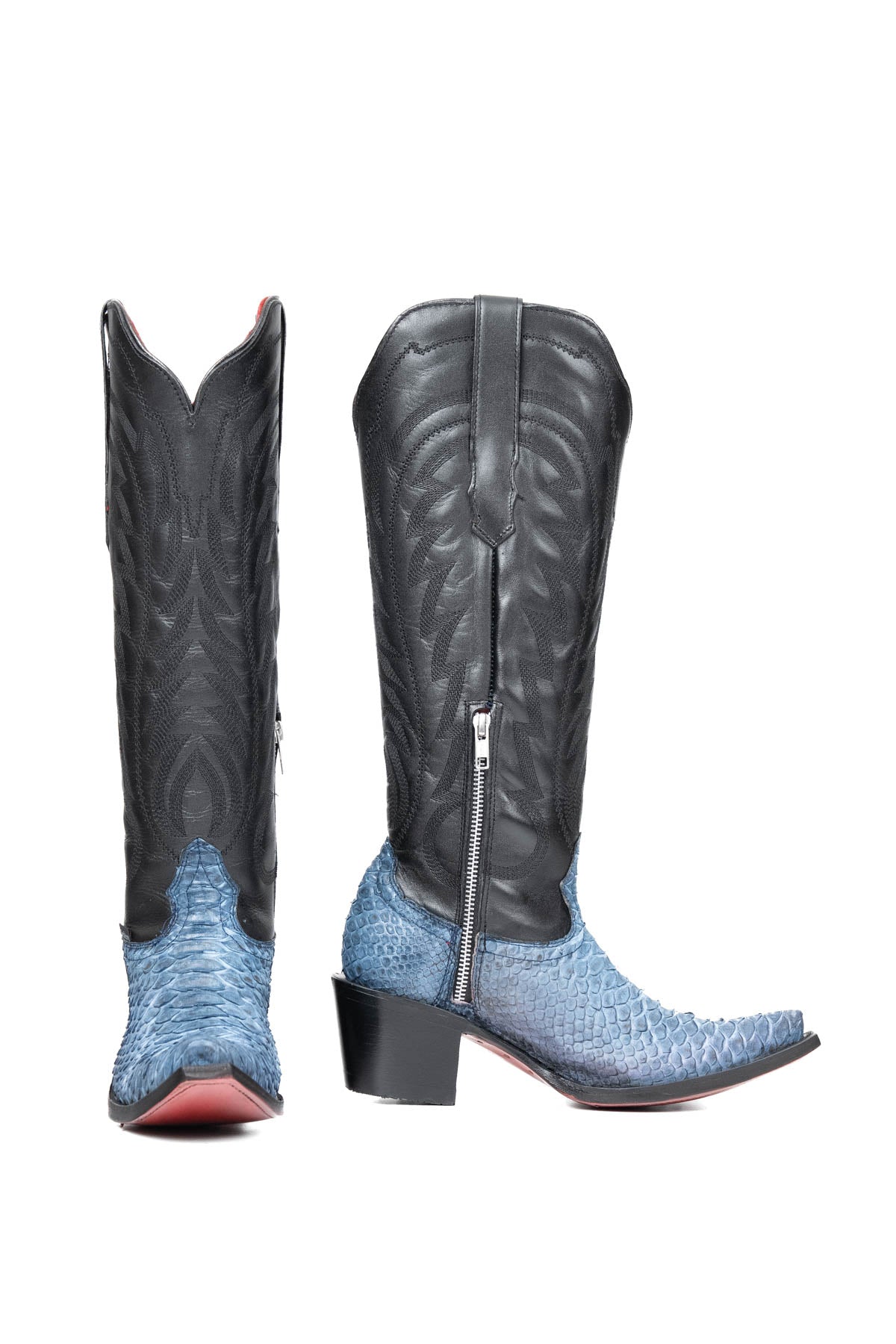 Kelly Python Exotic Tall Red Bottom Snip Toe Cowgirl Boot