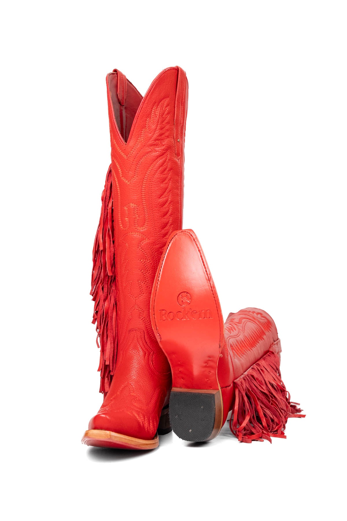 Briseida Fringe Tall Red Bottom Snip Toe Cowgirl Boot
