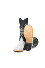 Women Aztec Cowhide Square Toe Cowgirl Boot Size 5.5 Box Du4