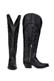 Maggie Knee High Wide Calf Snip Toe Cowgirl Boot