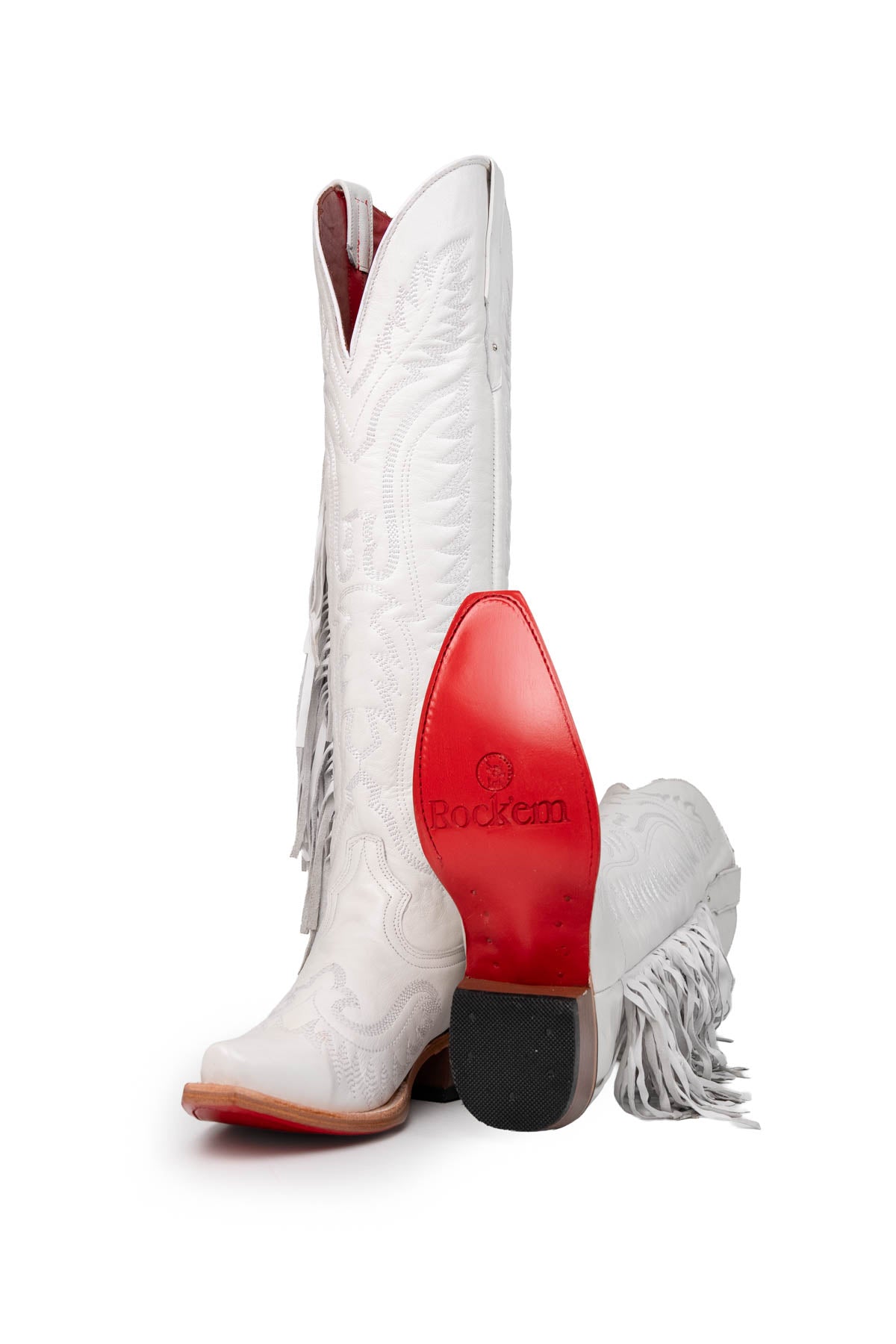 Briseida Fringe Tall Red Bottom Snip Toe Cowgirl Boot