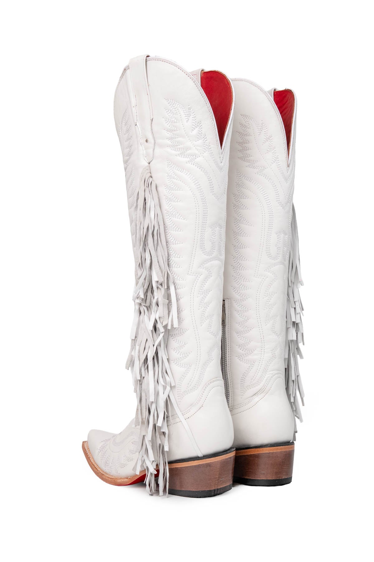 Briseida Fringe Tall Red Bottom Snip Toe Cowgirl Boot