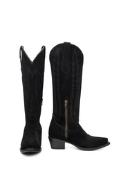 Eleanor Primavera Suede Tall Snip Toe Cowgirl Boot
