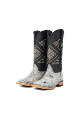 Women Aztec Cowhide Square Toe Cowgirl Boot Size 6 Box Du5