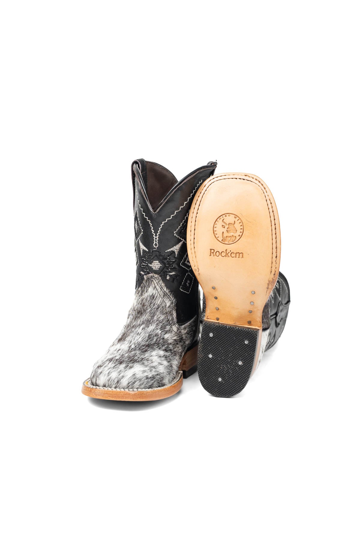 Little Aztec Cowhide Square Kids Boot Size 10 Box ZB6