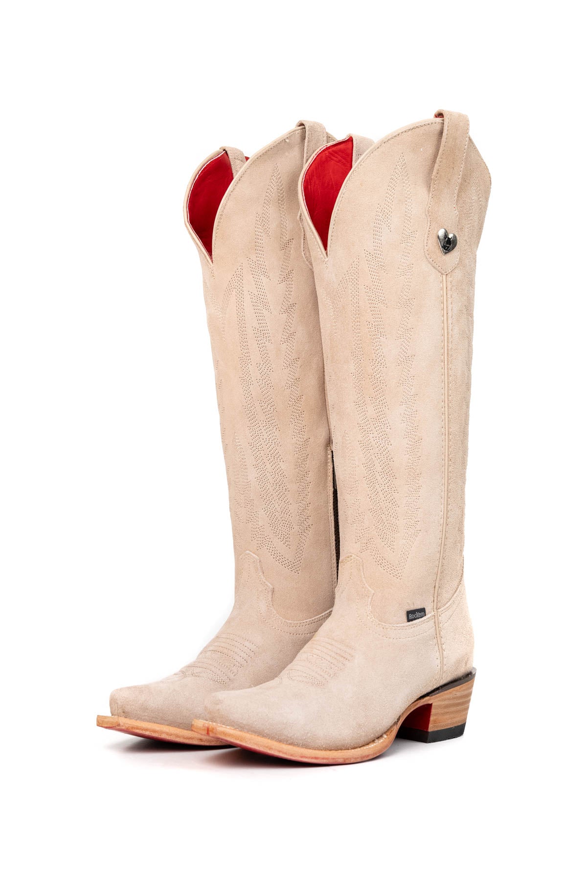 Eleanor Suede Tall Red Bottom Snip Toe Cowgirl Boot