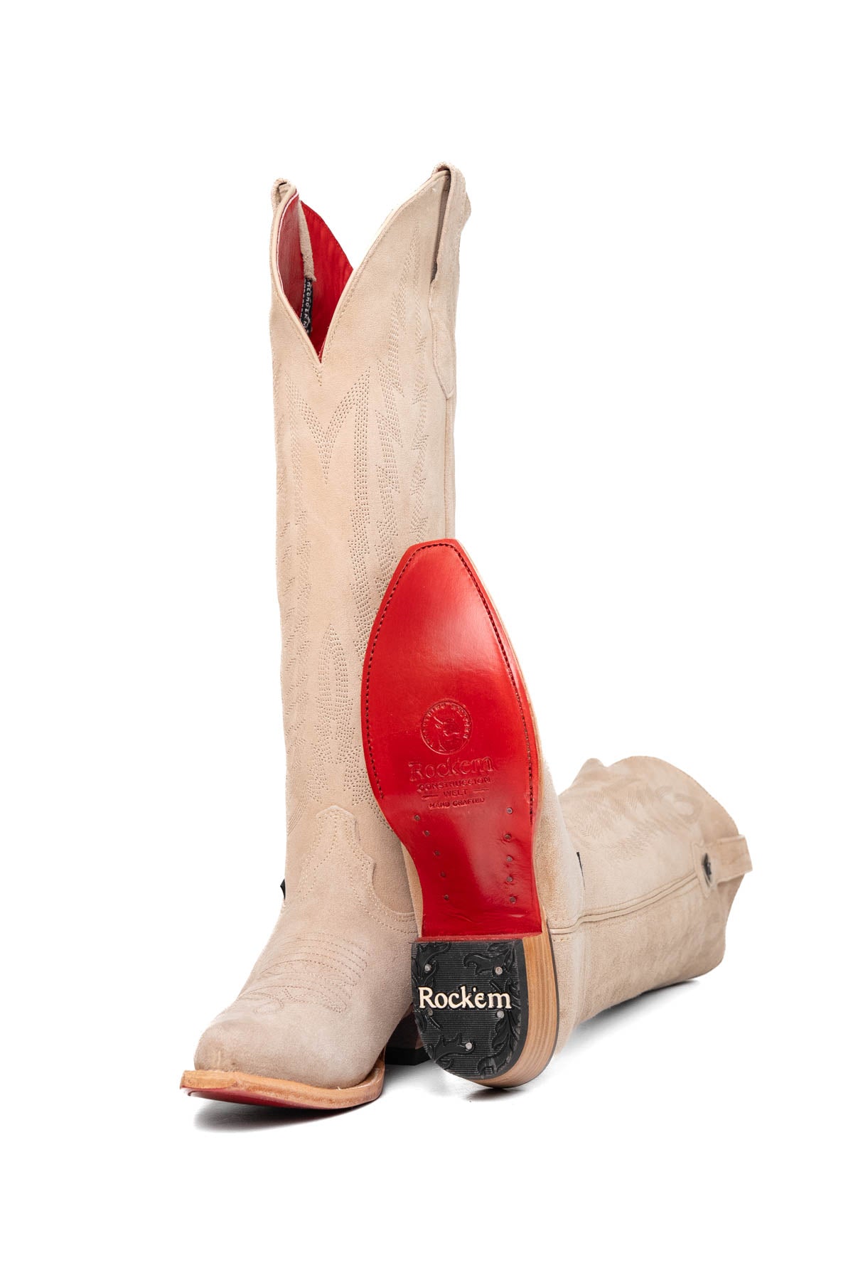 Eleanor Suede Tall Red Bottom Snip Toe Cowgirl Boot