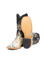 Aztec Cowhide Square Toe Cowboy Boot Size 7 Box AE5