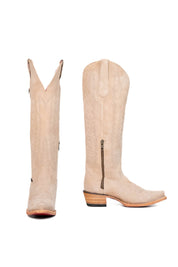Eleanor Suede Tall Red Bottom Snip Toe Cowgirl Boot