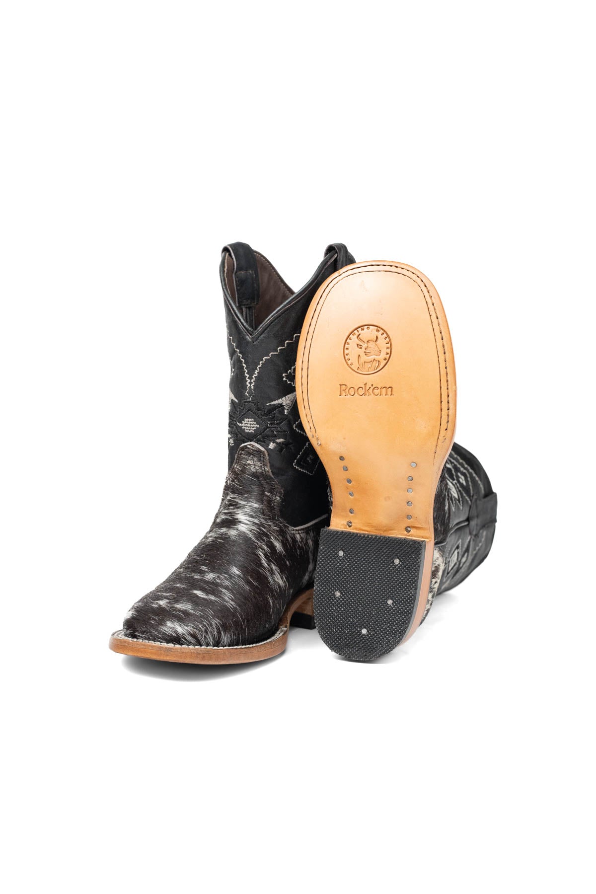 Little Aztec Cowhide Square Kids Boot Size 12 Box ZB10