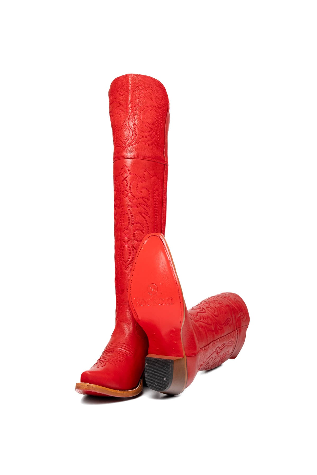 Amour Knee High Red Bottom Snip Toe Cowgirl Boot