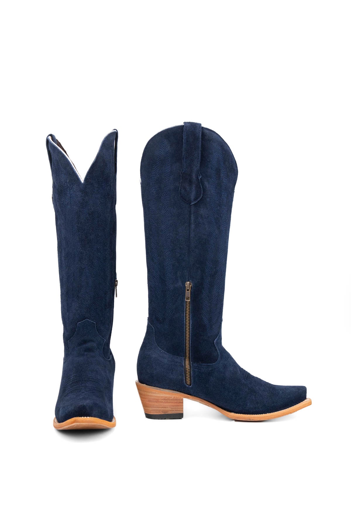 Eleanor Primavera Suede Tall Snip Toe Cowgirl Boot