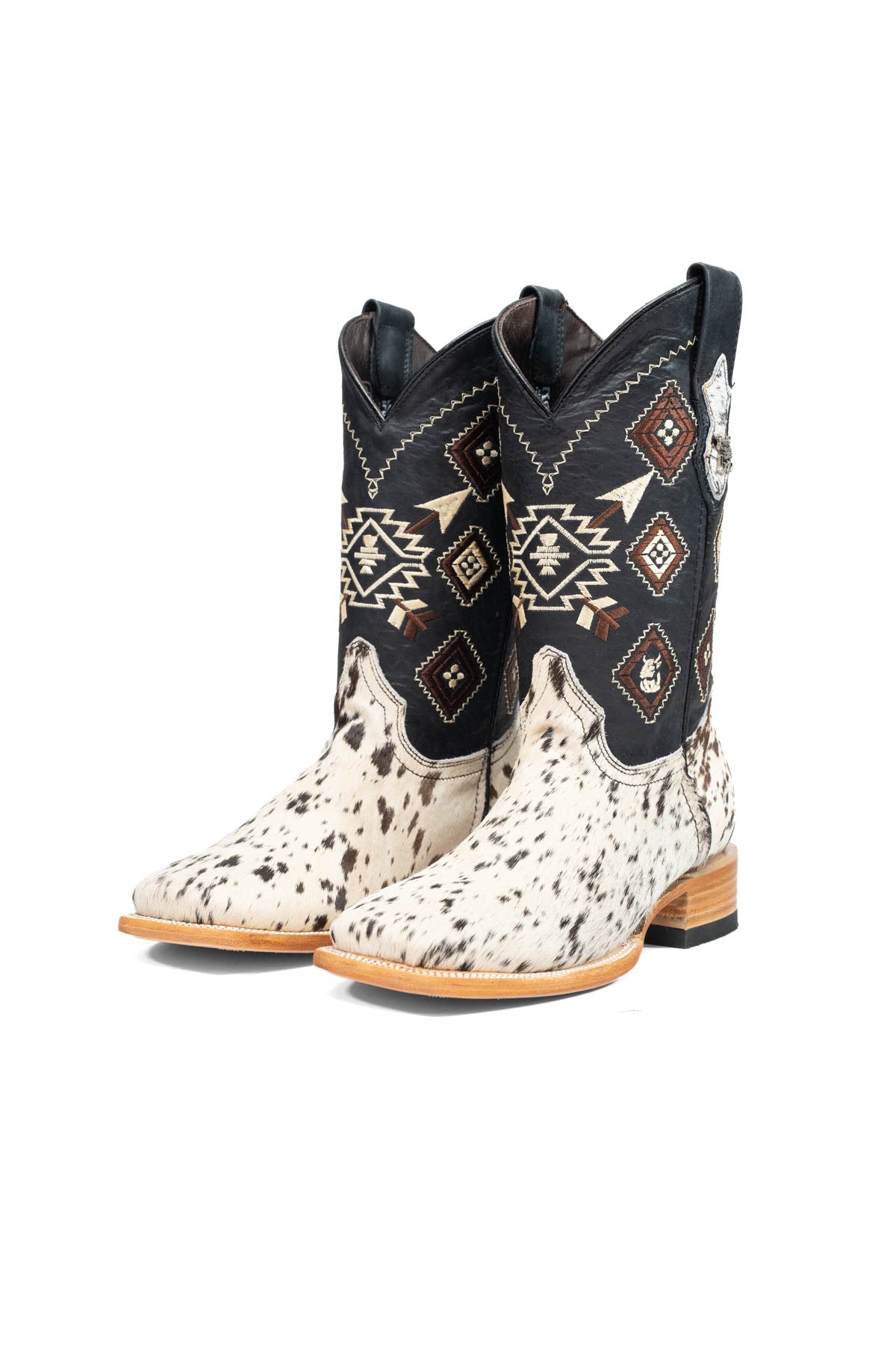 Aztec Cowhide Square Toe Cowboy Boot Size 7 Box AE6