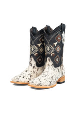 Aztec Cowhide Square Toe Cowboy Boot Size 7 Box AE6