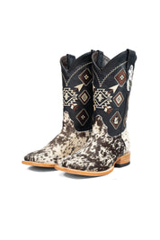 Aztec Cowhide Square Toe Cowboy Boot Size 7 Box AE7