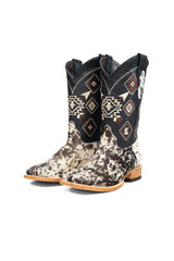 Aztec Cowhide Square Toe Cowboy Boot Size 7 Box AE7