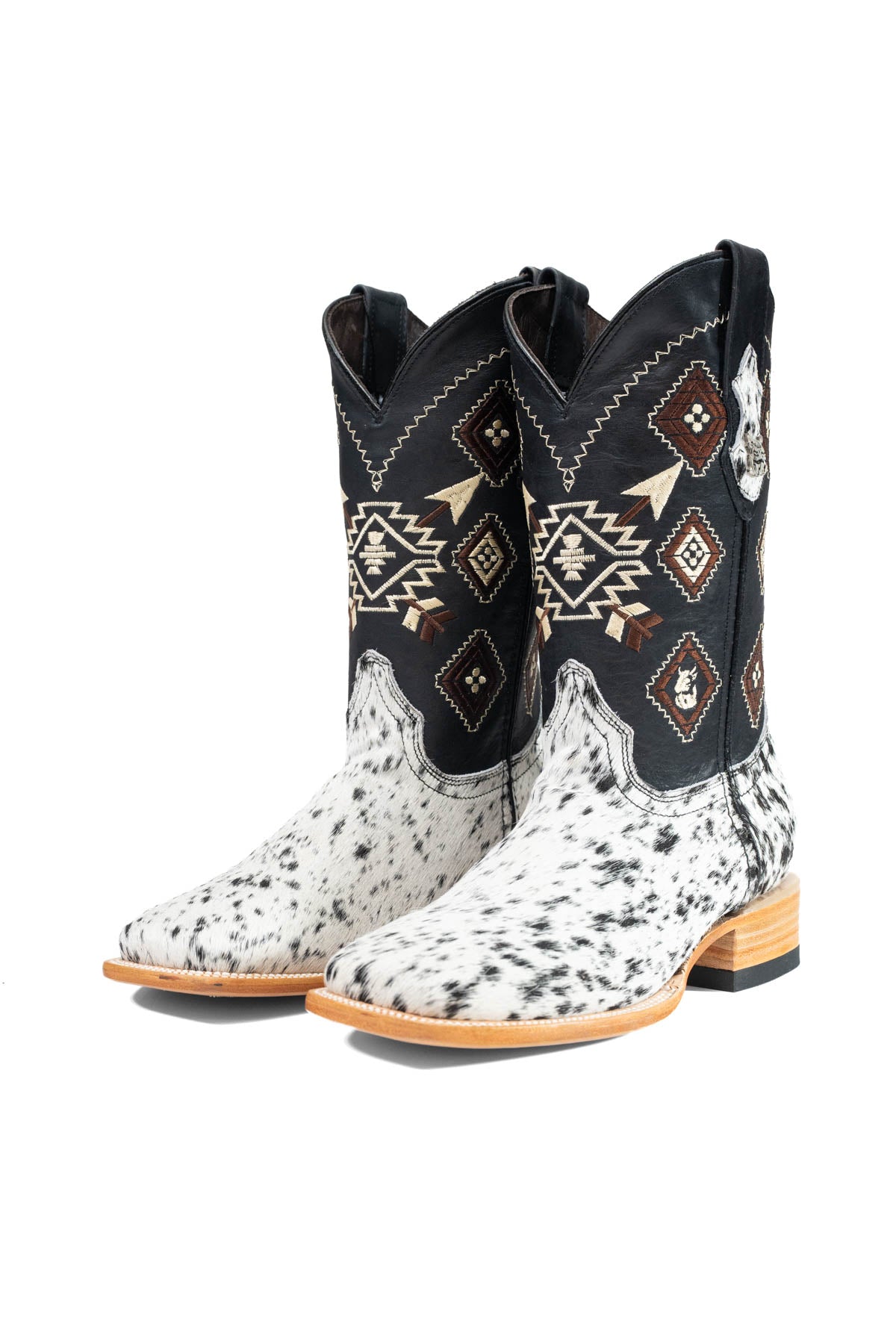 Aztec Cowhide Square Toe Cowboy Boot Size 7 Box AE1