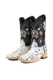 Aztec Cowhide Square Toe Cowboy Boot Size 7 Box AE1