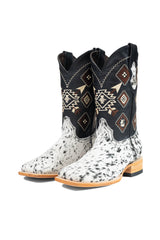 Aztec Cowhide Square Toe Cowboy Boot Size 7 Box AE1